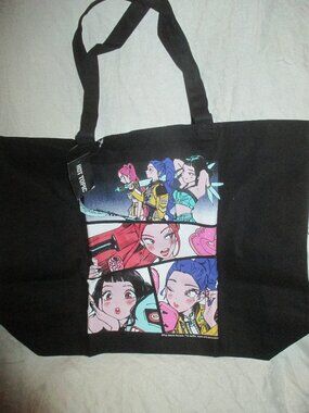 New K-POP DEMON HUNTERS Black Canvas Bag PURSE Tote